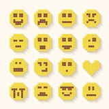 Flache Pixellächelnikonen stellten mit Schatteneffekt ein stock abbildung Flache Pixellächelnikonen stellten mit Schatteneffekt ein stock abbildung