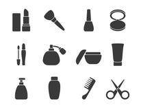 Flache Vektormake-up u. -haarzusatzikonen lizenzfreie abbildung Flache Vektormake-up u. -haarzusatzikonen lizenzfreie abbildung