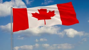 Flag Of Canada On A Flagpole Fluttering In The Wind On A Transparent