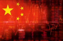 Flag of China downtrend stock diagram royalty free illustration Flag of China downtrend stock diagram royalty free illustration
