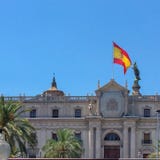 Flaga Spain na dachu fotografia royalty free Flaga Spain na dachu fotografia royalty free