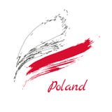 Flagga av Polen, borsteslaglängdbakgrund, vektorillustration vektor illustrationer Flagga av Polen, borsteslaglängdbakgrund, vektorillustration vektor illustrationer