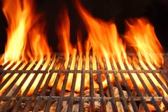 Flame Fire Empty Hot Barbecue Charcoal Grill With Glowing Coals Stock Images