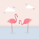 Flamingo & Sea Vector Design royalty free illustration Flamingo & Sea Vector Design royalty free illustration
