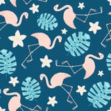 Flamingos exotic seamless pattern Royalty Free Stock Images Flamingos exotic seamless pattern Royalty Free Stock Images