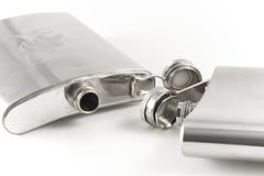 Flask For Cognac And Whisky From Stainless Steel Royalty Free Stock Photo
