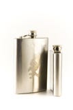Flask For Cognac And Whisky From Stainless Steel Stock Photography