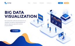 Flat color Modern Isometric Concept Illustration - Big Data Visualization vector illustration Flat color Modern Isometric Concept Illustration - Big Data Visualization vector illustration