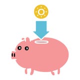Flat Color Retro Cartoon Of A Piggy Bank Stock Image