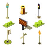 Flat 3d Isometric High Quality City Street Urban Objects Icon Set royalty free illustration Flat 3d Isometric High Quality City Street Urban Objects Icon Set royalty free illustration