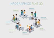 Flat 3d isometric web infographic teamwork collaboration concept stock illustration Flat 3d isometric web infographic teamwork collaboration concept stock illustration