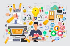 Flat design concept content marketing process start with idea, t vector illustration Flat design concept content marketing process start with idea, t vector illustration