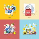 Flat design for e-commerce, online shopping, sale, finance, anal stock illustration Flat design for e-commerce, online shopping, sale, finance, anal stock illustration