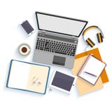 Flat design mockup per office workspace Stock Photo Flat design mockup per office workspace Stock Photo