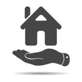 Flat Hand Showing The Icon Of Home Stock Photos