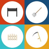 Flat Icon Dacha Set Of Barbecue, Wooden Barrier, Hay Fork And Other Vector Objects. Also Includes Barrier, Fence, Cutter royalty free illustration Flat Icon Dacha Set Of Barbecue, Wooden Barrier, Hay Fork And Other Vector Objects. Also Includes Barrier, Fence, Cutter royalty free illustration