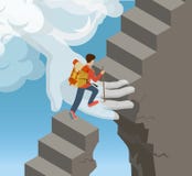 Flat isometric Hand cloud climber ladder vector. 3 stock illustration Flat isometric Hand cloud climber ladder vector. 3 stock illustration