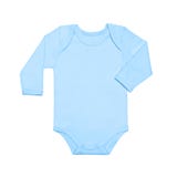 Flat Lay Blue Baby Shirt Bodysuit With Long Sleeve Isolated On A White Background, For Boys. Mock Up For Design And Royalty Free Stock Images