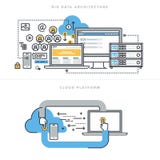 Flat line design concepts for big data architecture and cloud computing royalty free illustration Flat line design concepts for big data architecture and cloud computing royalty free illustration