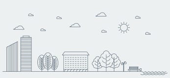 Flat Line design graphic image concept of Urban Landscape. Vector Illustration Stock Photos Flat Line design graphic image concept of Urban Landscape. Vector Illustration Stock Photos