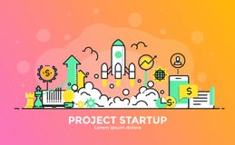 Flat Line Modern Concept Illustration - Project Startup Royalty Free Stock Photography Flat Line Modern Concept Illustration - Project Startup Royalty Free Stock Photography