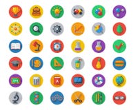 Flat School Icons on Circles with Shadow. Vector royalty free illustration Flat School Icons on Circles with Shadow. Vector royalty free illustration