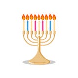 Flat style icon of menorah with candles - jewish traditional candelabra - for Hanukkah or any religious holidays designing for pos stock illustration Flat style icon of menorah with candles - jewish traditional candelabra - for Hanukkah or any religious holidays designing for pos stock illustration