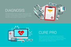 Flat Vector Banner Medicine Medical Lab Diagnosis Cure Pro Stock Images Flat Vector Banner Medicine Medical Lab Diagnosis Cure Pro Stock Images