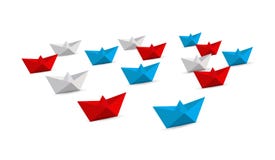 fleet of origami paper boats. Teamwork concept. Stock Photography fleet of origami paper boats. Teamwork concept. Stock Photography