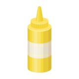 Fles met mosterd Burgers en de ingrediënten kiezen pictogram in illustratie van de het symboolvoorraad van de beeldverhaalstijl d royalty-vrije illustratie Fles met mosterd Burgers en de ingrediënten kiezen pictogram in illustratie van de het symboolvoorraad van de beeldverhaalstijl d royalty-vrije illustratie