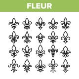 Fleur De Lys, набор значков вектора королевской власти линейный иллюстрация вектора Fleur De Lys, набор значков вектора королевской власти линейный иллюстрация вектора