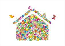 fleur et maison illustration de vecteur fleur et maison illustration de vecteur
