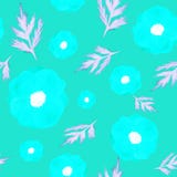 Fleurs sans couture de modèle sur le fond bleu Aquarelle peinte ? la main pour la conception, textiles, copie illustration de vecteur Fleurs sans couture de modèle sur le fond bleu Aquarelle peinte ? la main pour la conception, textiles, copie illustration de vecteur