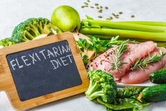 Flexitarian Diet Food Background Concept, Top View Stock Images