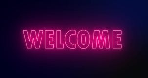 Animated Welcome Neon Sign stock video. Video of concept - 169450557