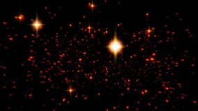 Flight inside a Red Stars Particles Field Loopable Motion Background