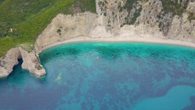Flight over of Paradise beach at Corfu island in Greece