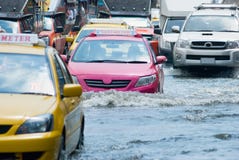 Flooded street in Bangkok stock images Flooded street in Bangkok stock images