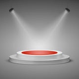 Floodlit stage. Illuminated stage podium scene with red carpet. Rewarding the winner. Vector illustration Royalty Free Stock Photography Floodlit stage. Illuminated stage podium scene with red carpet. Rewarding the winner. Vector illustration Royalty Free Stock Photography