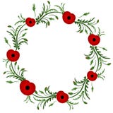 Flor vermelha da papoila Frame floral Poppy Wreath Segunda guerra mundial, primeira guerra mundial Dia da relembrança veterans ilustração stock Flor vermelha da papoila Frame floral Poppy Wreath Segunda guerra mundial, primeira guerra mundial Dia da relembrança veterans ilustração stock