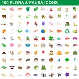 100 flora and fauna icons set, cartoon style. 100 flora and fauna icons set in cartoon style for any design vector illustration royalty free illustration 100 flora and fauna icons set, cartoon style. 100 flora and fauna icons set in cartoon style for any design vector illustration royalty free illustration