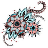 Floral card. Hand drawn artwork with abstract flowers. Background for web, printed media design. Mehendi henna tattoo doodle style vector illustration Floral card. Hand drawn artwork with abstract flowers. Background for web, printed media design. Mehendi henna tattoo doodle style vector illustration