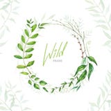 Floral Frame. Green retro leaf arranged un a shape of the wreath stock illustration Floral Frame. Green retro leaf arranged un a shape of the wreath stock illustration