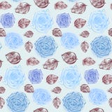 Floral pattern with gentle blue roses and leaves stock illustration Floral pattern with gentle blue roses and leaves stock illustration