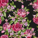 Floral Seamless Pattern With Watercolor Pink And Purple Roses. Stock ...