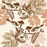 Floral seamless wallpaper pattern with birds stock illustration Floral seamless wallpaper pattern with birds stock illustration