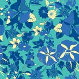 Floral άνευ ραφής σχέδιο με τα αφηρημένες φύλλα, τα λουλούδια, την πετούνια και τις μαργαρίτες διανυσματική απεικόνιση Floral άνευ ραφής σχέδιο με τα αφηρημένες φύλλα, τα λουλούδια, την πετούνια και τις μαργαρίτες διανυσματική απεικόνιση