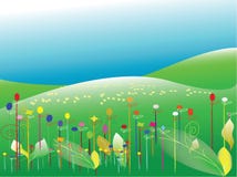 Floral με το υπόβαθρο τοπίων ελεύθερη απεικόνιση δικαιώματος Floral με το υπόβαθρο τοπίων ελεύθερη απεικόνιση δικαιώματος