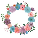 Floral στεφάνι Watercolor Απομονωμένη απεικόνιση στο άσπρο υπόβαθρο απεικόνιση αποθεμάτων Floral στεφάνι Watercolor Απομονωμένη απεικόνιση στο άσπρο υπόβαθρο απεικόνιση αποθεμάτων