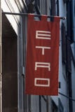 Etro logo on Etro`s shop stock photo Etro logo on Etro`s shop stock photo